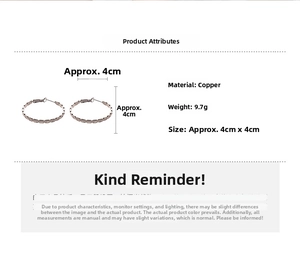 Detailed view of 4cm rose gold oval hoop earrings made of copper with 9.7g weight
