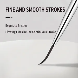 Professional 3pcs silver nail art liner brush set with fine thin fiber bristles