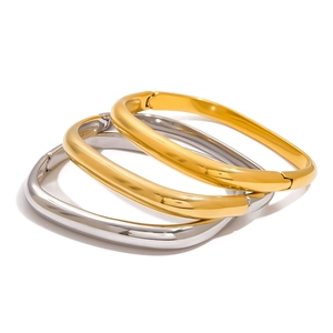 Bracciali rettangolari in acciaio inossidabile lucido in oro e argento con chiusura