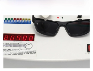 Test de protection UV400 pour lunettes de soleil TR90 montrant la performance anti-UV