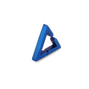 Minimalist blue triangle stud earrings in matte stainless steel for men and women