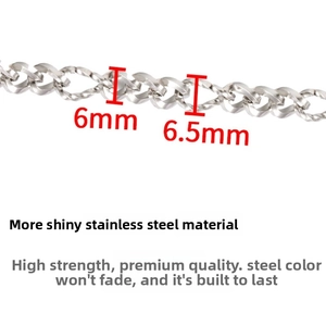 Detailed view of 6mm and 6.5mm stainless steel curb chains for jewelry making