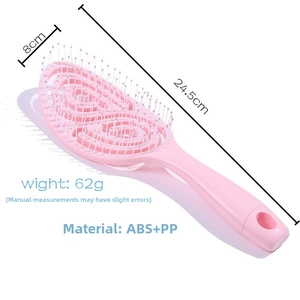 Rosafarbene hohle Haarbürste 24,5x8cm aus ABS und PP Material mit runden Massageborsten
