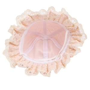 Pink lace baby sun hat with cute embroidery and breathable lining for infant girls