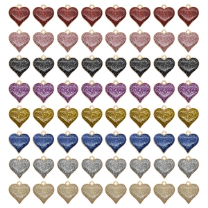 Glittering heart-shaped alloy charms in multiple colors for DIY jewelry making and necklaces