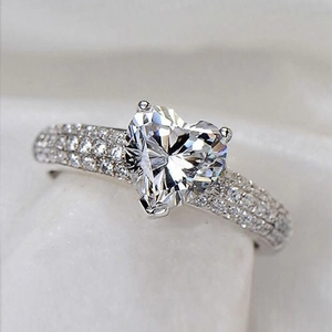 Heart Shaped Zirconia Ring Copper Micro Pave Engagement Wedding Bridal Fashion Jewelry For Women Elegant