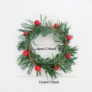 Detailed view of Christmas candle ring dimensions with 6cm inner and 12cm outer diameter