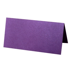 Elegant purple pearlescent wedding place cards with a subtle shimmer for table seating