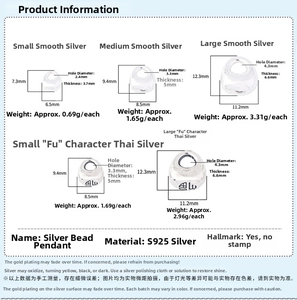Detailed size comparison and weight specs for S925 sterling silver solid nugget pendants