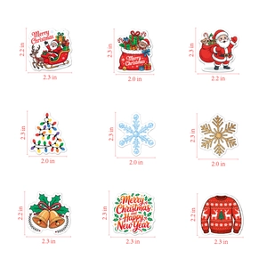 Set of 9 vinyl Christmas stickers with Merry Christmas greeting and holiday icons