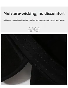 Detail of widened moisture-wicking sweatband and fine stitching on men winter hat