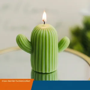Bougie Parfumée Cactus Mélange De Cire De Soja Aromathérapie Forme De Plante Faite À La Main Décoration De Maison Cadeau De Mariage
