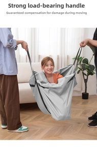 Strong reinforced handles on a large grey Oxford moving bag showing high load capacity
