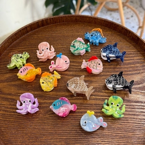 Mini Pinces À Cheveux En Acétate Mignon Animal Marin Poulpe Baleine Requin Dinosaure Petites Épingles Pour Femmes Filles Style Y2K