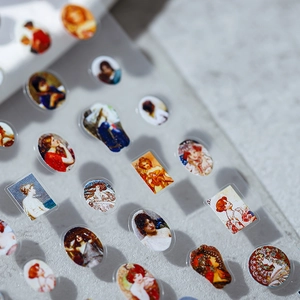 Autocollants d'art d'ongle style peinture à l'huile avec portraits vintage de femmes