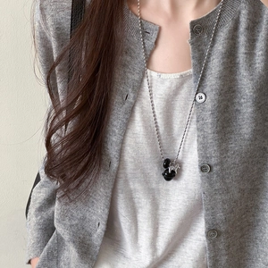 Tiger eye bell pony pendant necklace with silver bead chain and cool planet charm