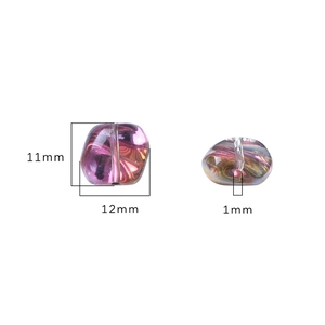 Rhombus glass crystal beads with purple and amber sand texture, 12mm DIY jewelry parts