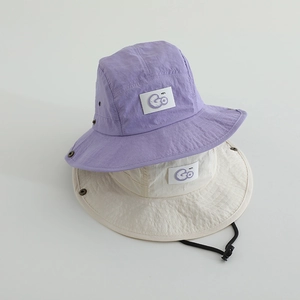 Détails de bobs séchage rapide violet et beige avec broderie GO et cordon coupe-vent
