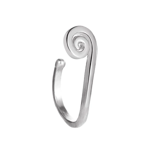 Silver punk U-shaped non-piercing nose ring with minimalist spiral vortex design