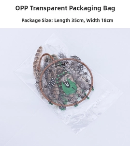 Detail view of handmade dream catcher in OPP packaging measuring 35 by 18 cm