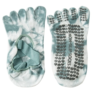 Chaussettes de yoga antidérapantes à cinq orteils avec motif tie-dye et sangles croisées