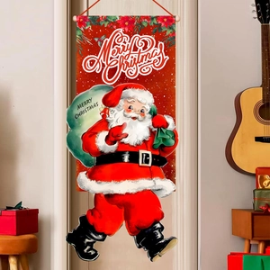 Christmas Santa Claus door banner decoration for festive holiday home party backdrop