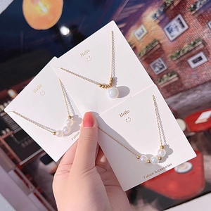 Mermaid Iridescent Artificial Pearl Necklace Titanium Steel Non Fading Minimalist Clavicle Chain Korean Style Luxury Accessory Women