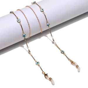 Evil Eye Glasses Chain Metal Anti-Slip Sunglasses Strap Holder Fashion Neck Lanyard Eyewear Accessory For Women Girls Gold