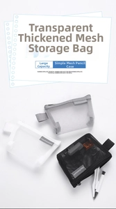 Three-piece mesh storage bag set in white, gray, and black with zippers and hand straps
