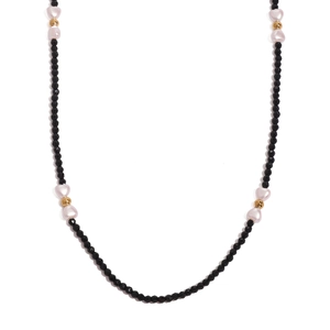 Collier Élégant en Acier Inoxydable avec Künstliche Perles Noires Plaqué Or 18K Künstliche Perle en Forme de Cœur pour Femme Bijoux Vintage