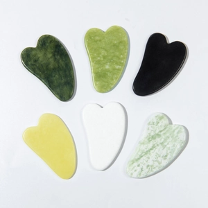 Natural Xiuyan Jade Gua Sha Scraping Board Heart Shaped Facial Massager For Body Meridian Relaxing Skin Care Massage