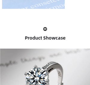 Macro shot of S925 sterling silver ring featuring a six-prong set round zircon stone