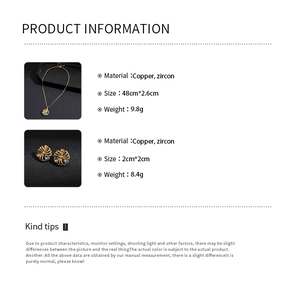 Detailed size specifications for 18K gold plated hollow flower necklace and earring set