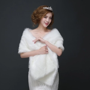 Bridal Faux Fur Shawl For Women Elegant Wedding Wrap Thickened Evening Cape Scarf For Party Dress Cheongsam Accessory