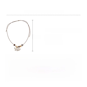 Detailed size chart for stainless steel ginkgo leaf necklace with wood beads and resin