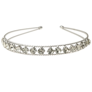 Silver double layer rhinestone headband with elegant sparkling crystals for weddings
