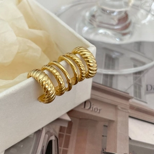 Minimalist 925 sterling silver geometric layered hoop earrings with gold plated finish