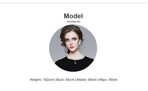 Fiche mannequin présentant un collier moderne et des boucles d'oreilles cœur sur modèle