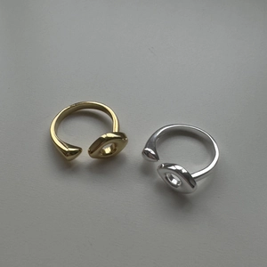 Anelli aperti minimalisti lucidi in oro e argento con estremità marquise