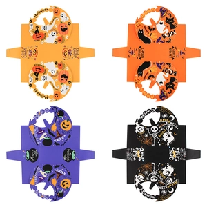 Set of four DIY Halloween paper gift boxes featuring pumpkin, ghost, and cat motifs