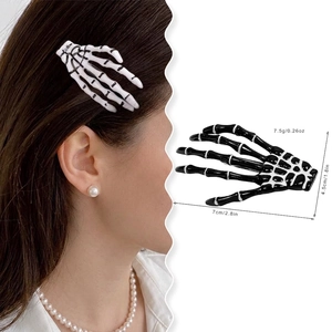 Skeleton hand hair clip for Halloween in black and white colors for women hair styling