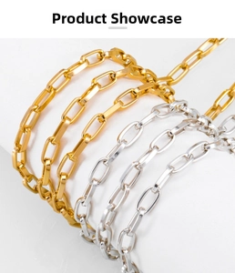 Detail of gold and silver alloy oval link chains for DIY jewelry making and necklaces