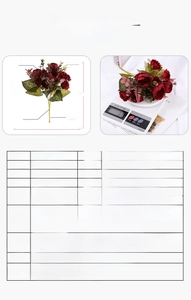 Detailed dimension and material specifications for artificial silk peony flower bouquet