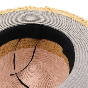 Cappello di paglia vintage da donna con coulisse interna regolabile e fascia antisudore