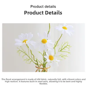 Detail of silk daisy stems with built-in bendable steel wire for flexible floral styling