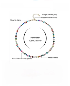 Detailed size specifications for bohemian natural stone and pearl beaded necklace