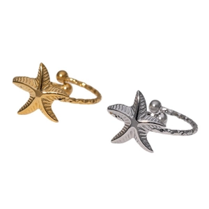 Bagues étoile de mer en acier inoxydable plaqué or 18 carats en couleurs or et argent