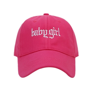 Rosa Baumwoll-Baseballkappe für Damen mit Babygirl-Stickerei und gebogenem Schirm