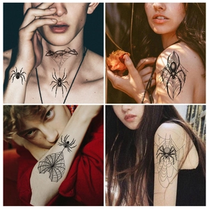 Waterproof 3D spider and cobweb temporary tattoos for Halloween party makeup