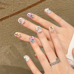 3D cartoon press-on nails featuring cute character designs and vivid relief patterns